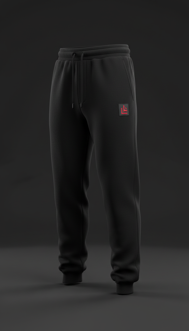 Deep Black Heavyweight Minimal Sweatpants