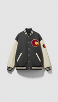 Oversized Stadium Charcoal Varsity Jacket