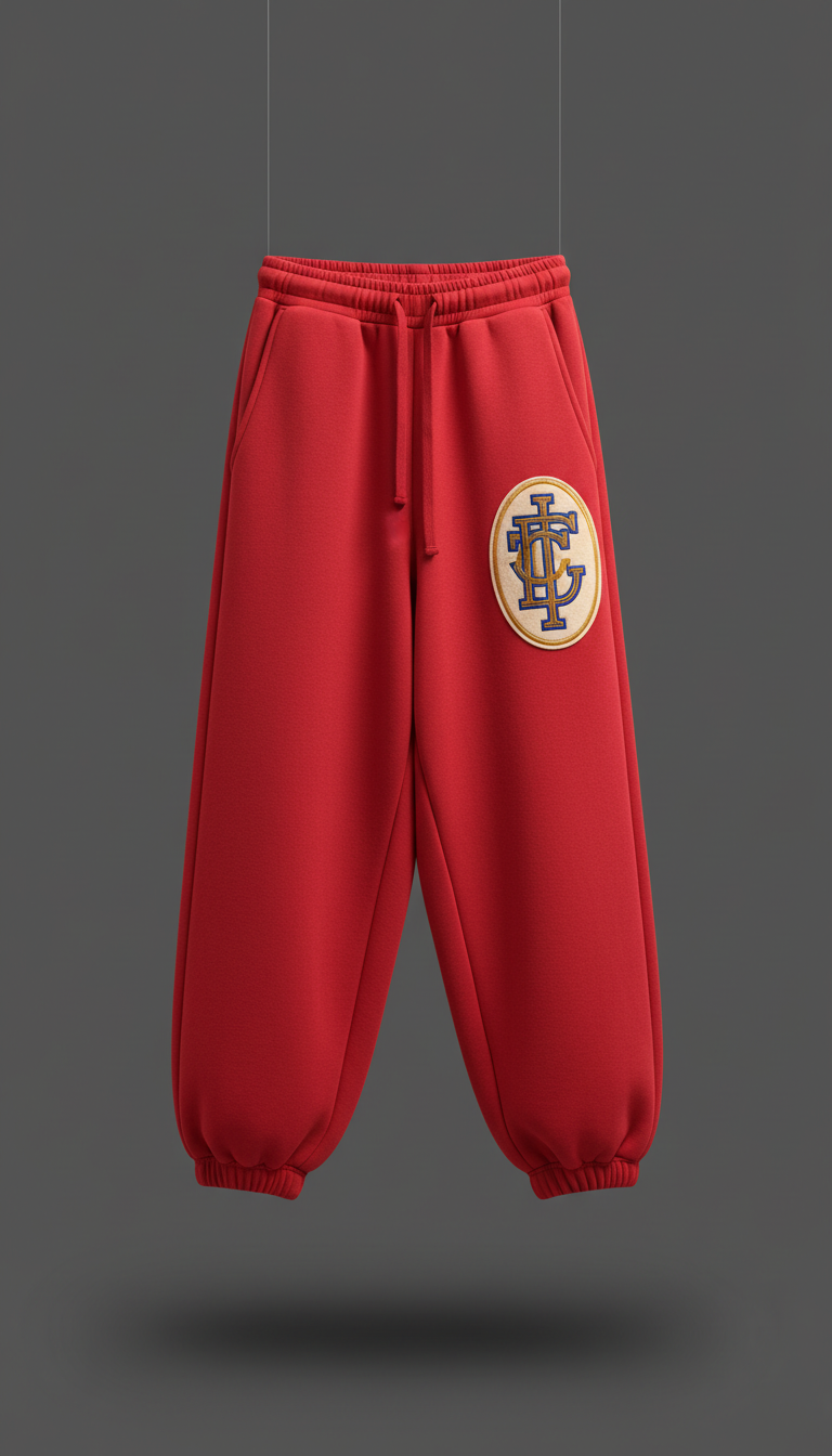Pep Rally Red Sweatpants With Collegiate Patch