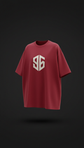 Crimson Red Oversized Tee Condensed Logo