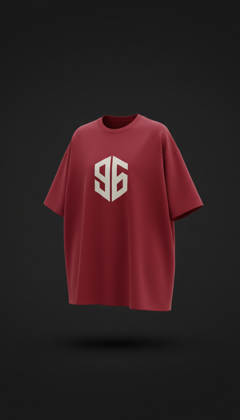 Crimson Red Oversized Tee Condensed Logo